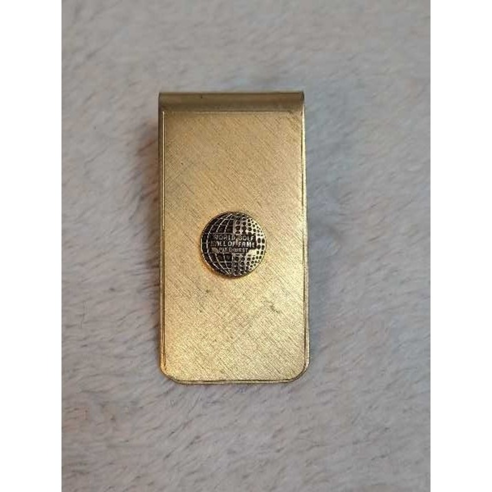 World Golf Hall of Fame Money Clip Pinehurst Brass Globe Vintage Accessory